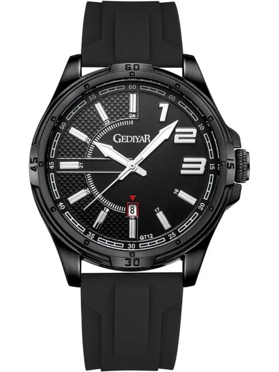 Men's Black Analog Quartz Sports Silicone Strap Waterproof Classic Wrist Watch