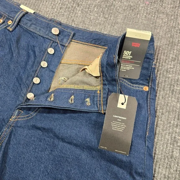 Levi's 501 Original Shorts Mens 36 Blue Denim Button Fly Bermuda 9 Inseam