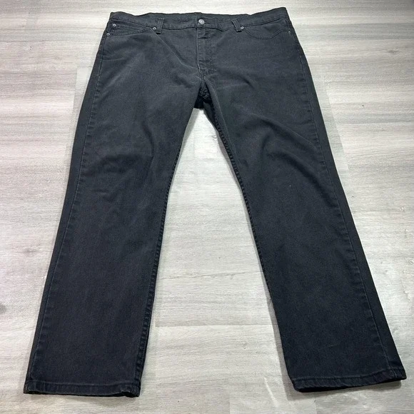 Levis 511 Jeans Mens 42x30 Black Slim Straight Stretch Denim Dark Wash Pants‎