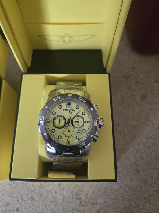 Invicta Men's Stainless Steel Chronograph Watch - Yellow Dial