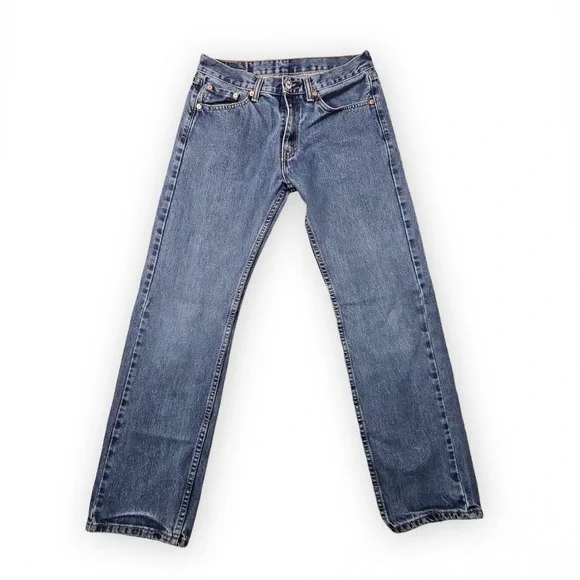 Levis 505 Jeans Mens 29x30 Blue Stretch Denim Relaxed Dad Light Wash Fade Grunge