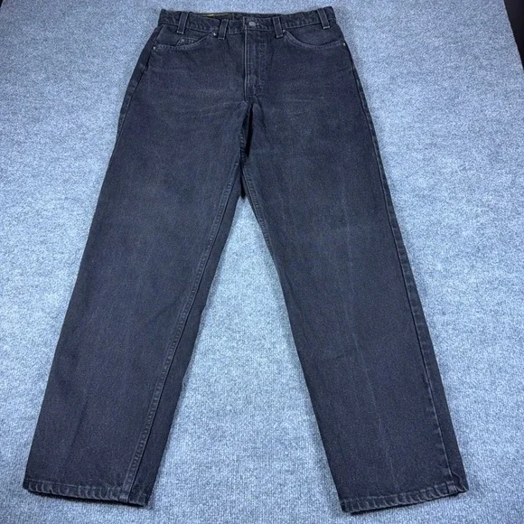 Vintage Levis 550 Orange Tab Mens 33x30 Black Relaxed Tapered Leg Jeans USA 90s