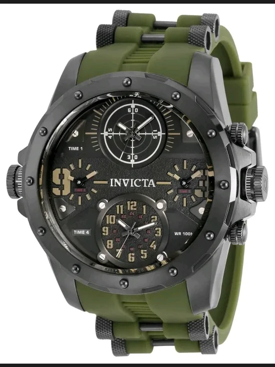 Invicta Black Gunmetal and Olive Green Multifunction Tactical Watch 50mm