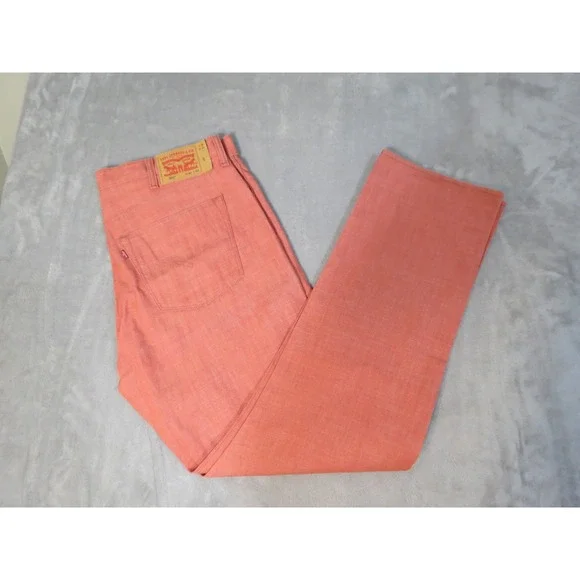 Levi's 501 Jeans Mens 40x34 Salmon Pink White Oak Cone Denim Straight Leg