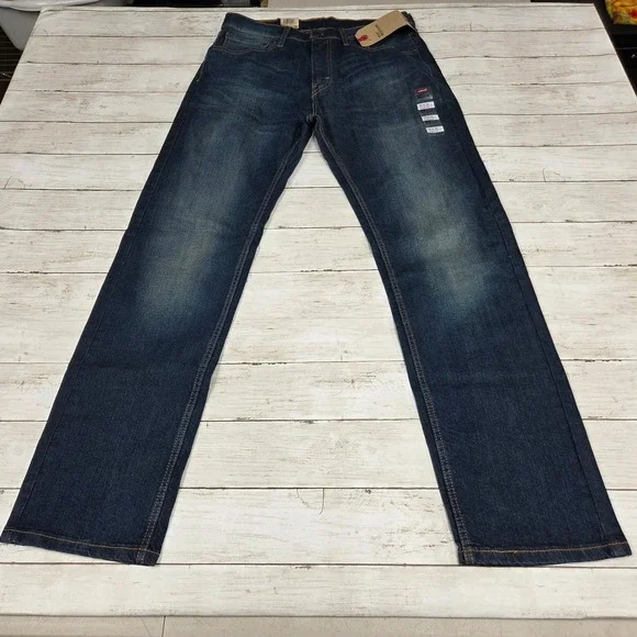 Levi's 505 Regular Straight Leg Jeans Mens 32x32 Dark Wash Stretch Denim