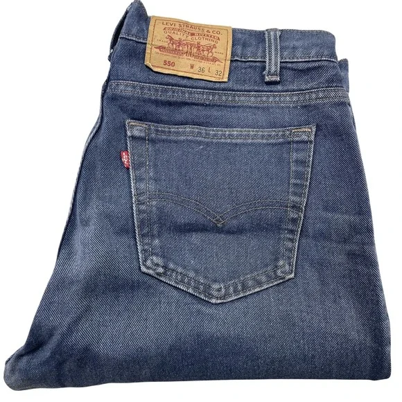 Vintage Levis 550 Jeans Mens 36x32 Blue Relaxed Tapered Denim Pants 90s Made USA