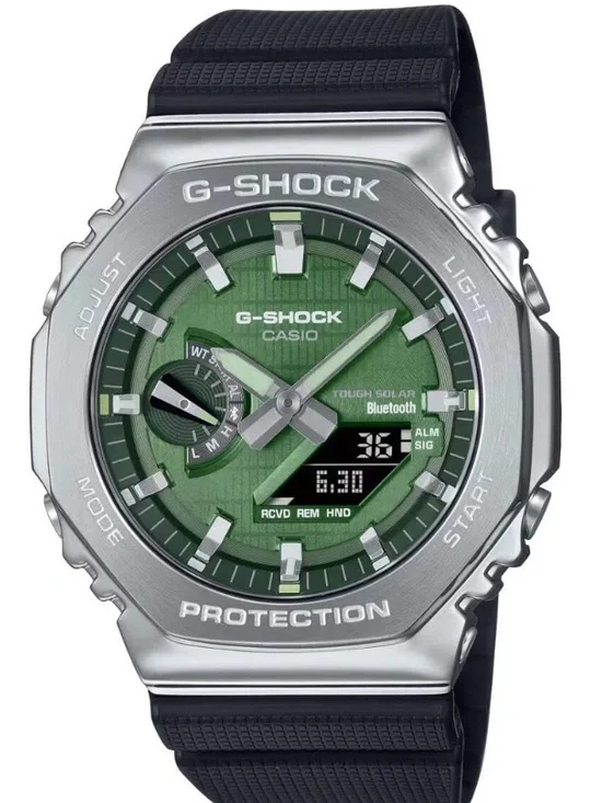 G-Shock Casio G-Steel Solar Connected Green Dial Black Resin Strap Watch Men’s