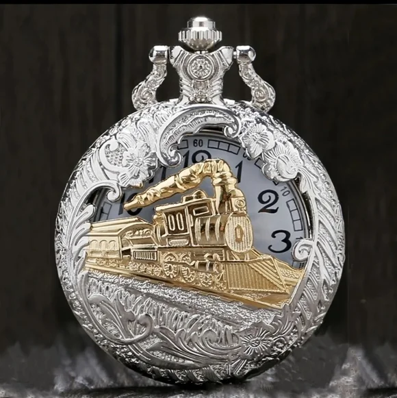 New 16 inch Train Pocket Watch Gift