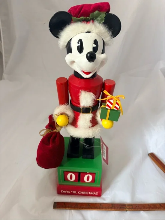 Disney Brand Wooden Mickey Mouse Nutcracker and Countdown to Christmas