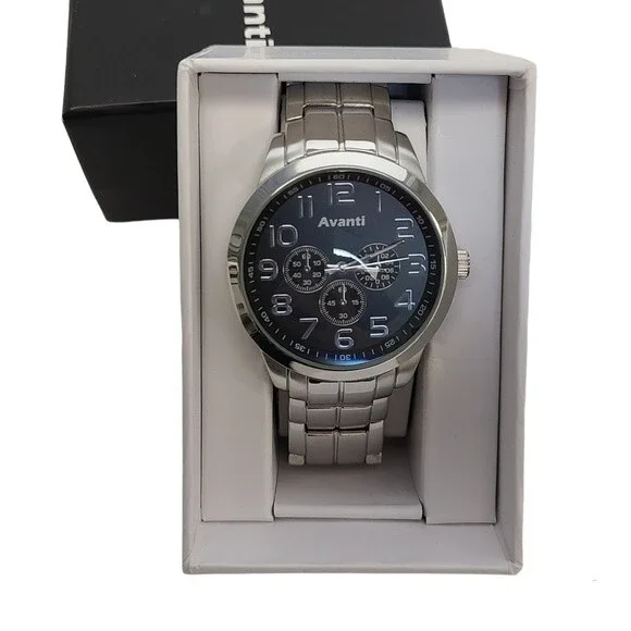 Mens Avanti Casual Stainless Steel Silver Graphite Watches Lot of 2