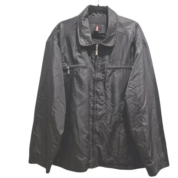 Levis Black Full Zip Quilted Lined Jacket Sz XL Windbreaker Harrington READ