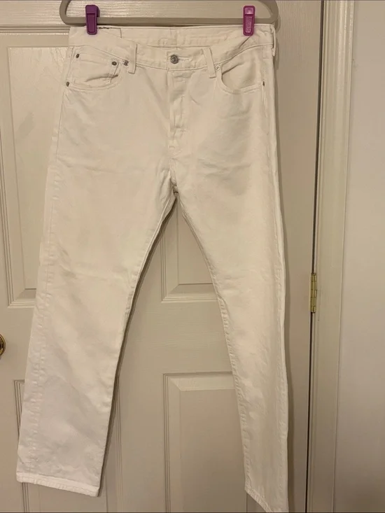 Levi's Slim Men's Cream-Off White Button Fly 501 Jeans 34 X 32