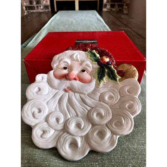 Fitz  and Floyd Santa St Nicholas Canapé Cookie Plate With Original Box