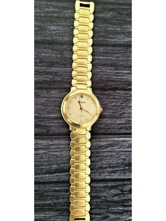 Rare Retro Vintage Gruen Diamond‎ Gold Leaf Dial Men's Watch
