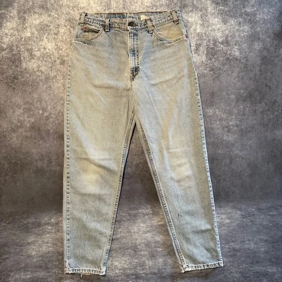 VTG Levis 550 Orange Tab Relaxed Fit Tapered Leg Jeans 33x32 Light Wash Made USA