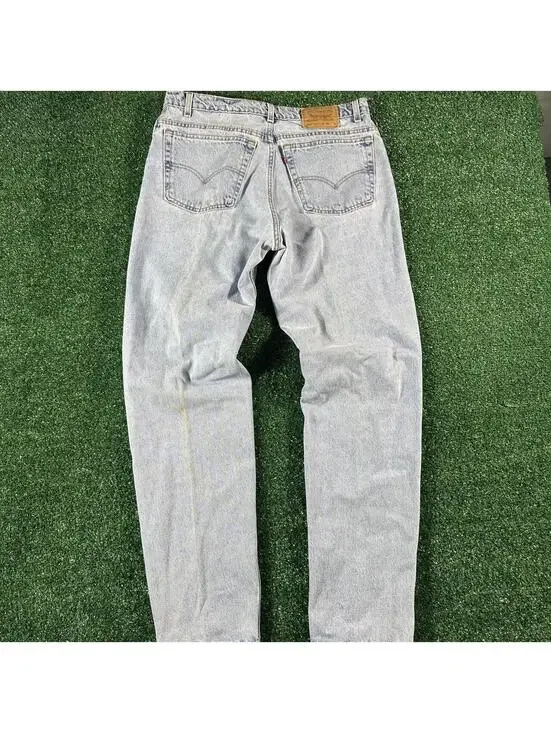 Retro paper tag Levi's 550 tapered leg relaxed fit blue denim jeans pants 38x34