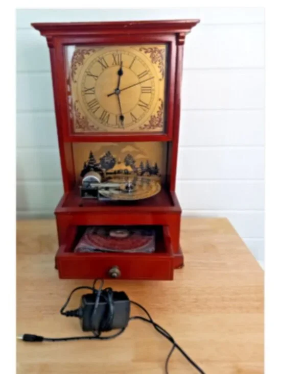 Mr Christmas Symphonium Musical Mantel Clock Music Box Discs Adapter Works Video