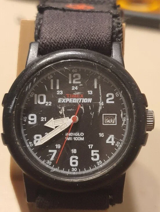 10/$20 Timex Indiglo Expedition Black Nylon Men's Field Watch w/Date