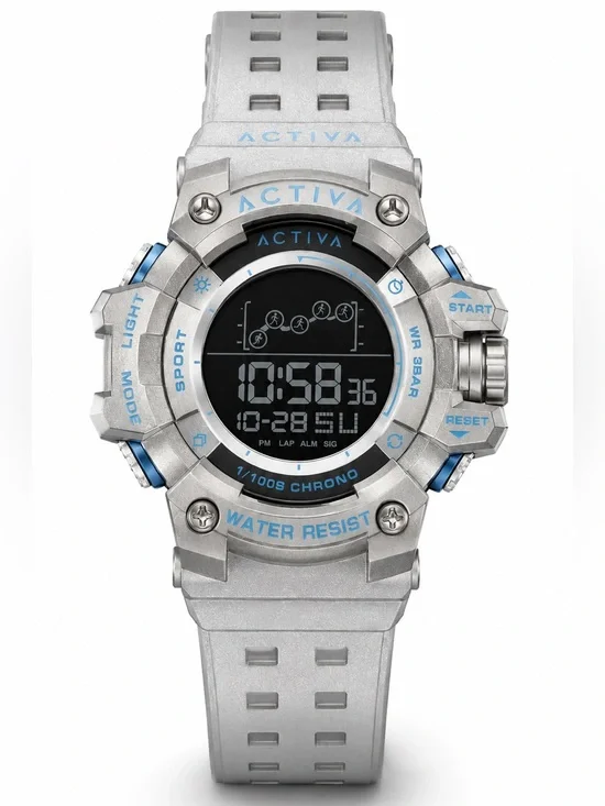 Activa X Invicta ACW8082-025 Unisex 50mm Silver Digital Sport Watch NIB