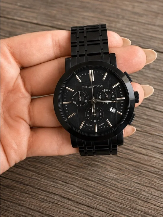 Burberry Men's Black Chronograph Stainless Steel Watch