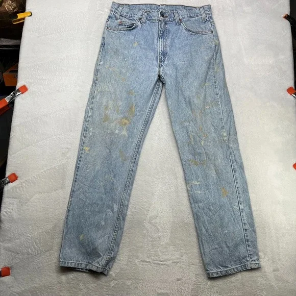 Levi's 505 Straight Leg Jeans Men's Blue Denim Cotton Pockets Zip‎ Fly - 32X29.5