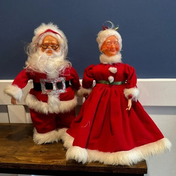 Vintage Santa & Mrs Claus Figurines Christmas Handmade Made Of Soap Bottles