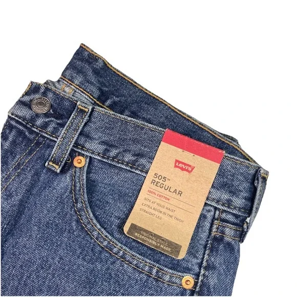 New! Levi's 505 Regular Fit Jeans SIZE 30x34 Blue Straight Leg Classic Denim NWT