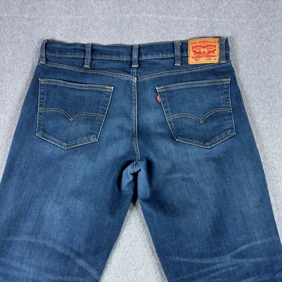 Levi's 541 Jeans Men's 38x32 Athletic Fit Stretch Blue Denim Whiskered