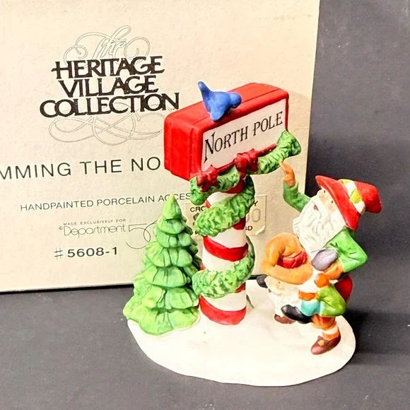 Dept 56 Heritage Village Trimming The North Pole Porcelain Figurine 5608-1