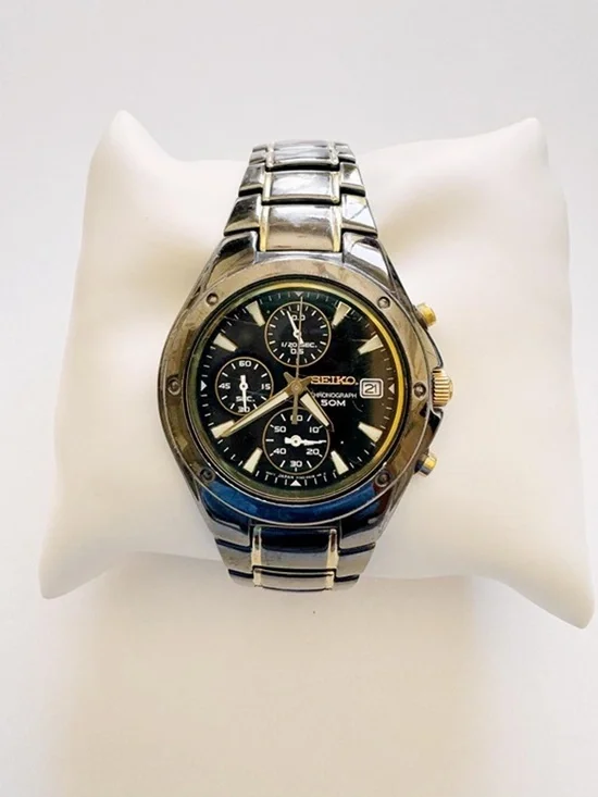 Seiko Chronograph Stainless Steel Watch 6.75”