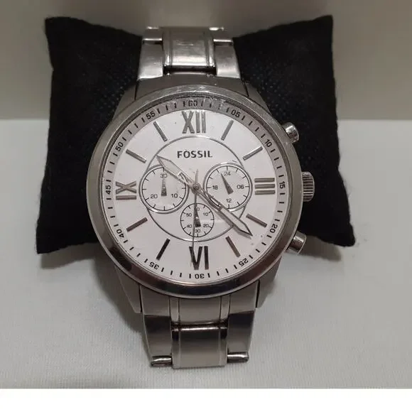 Fossil Flynn Men's Wristwatch Chronograph BQ1124 Silver Tone