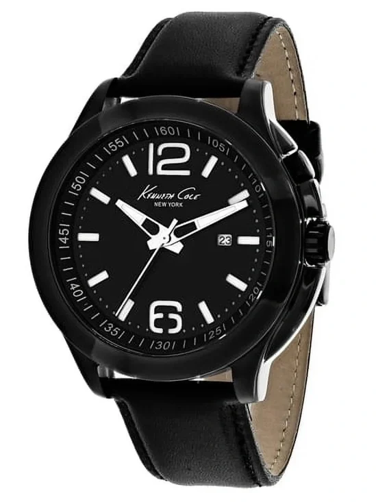 Kenneth Cole Black Dial Men's Leather Strap Watch