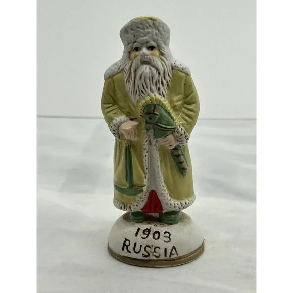 Christmas 1903‎ Russia Vintage Old World Ceramic Santa Claus Figurine 4.25