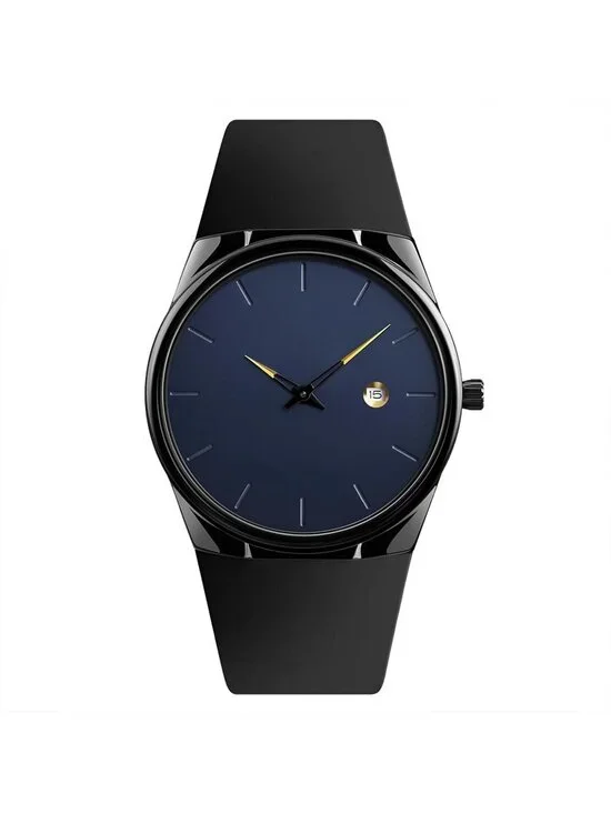 Men's Blue Quartz Casual Silicone Strap 30m Water Resistant Sports Wrist Watch