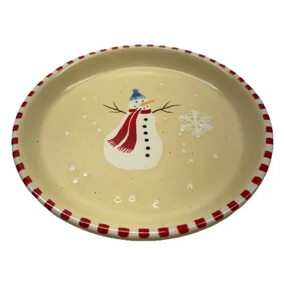 7” Diameter Snowman - Snowflake Plate -‎ VGC - Christmas