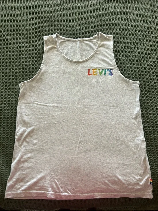 Levi's UNISEX Light Gray Tank Top with Rainbow PRIDE Logo
