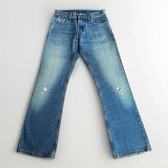 Vintage Y2K Levis 527 Jeans Mens 29x30* Low Rise Bootcut Cowboy Denim Wash Faded