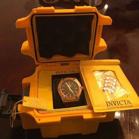 Invicta Yellow and Rose Gold Men's Watch in Protective Yellow Case