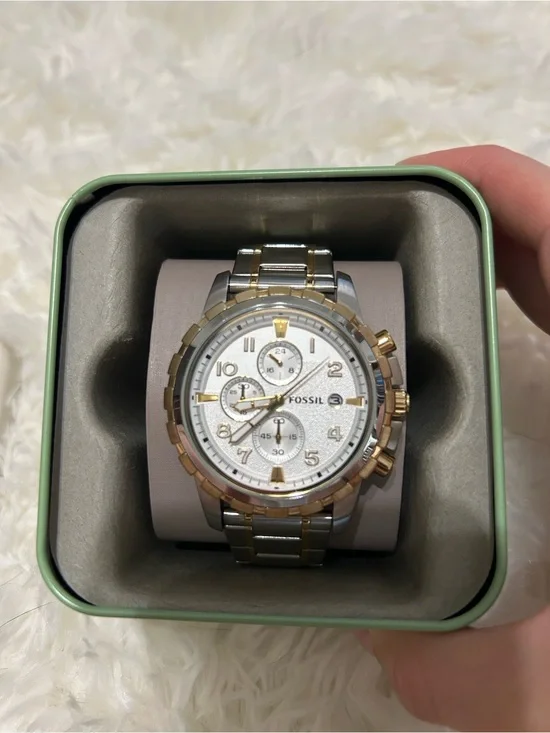 Fossil Two-Tone Silver and Gold Men's Chronograph Watch