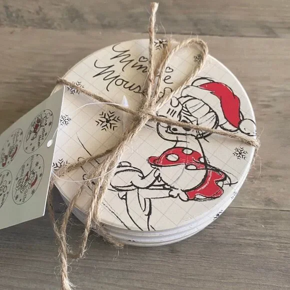 Disney Christmas Coaster Set with Mickey and Minnie Mouse (Set of 4)