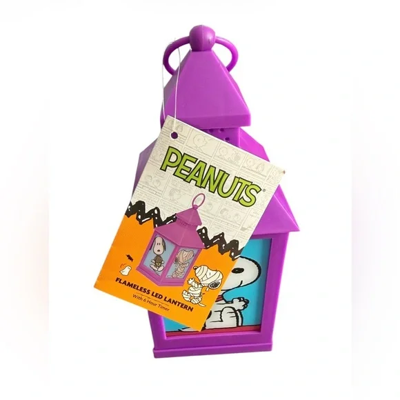 NWT Peanuts Halloween Purple Flameless LED Lantern