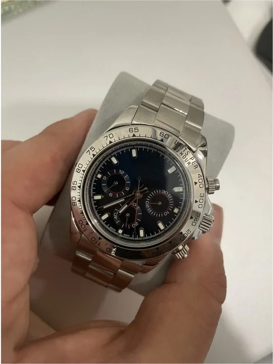 Stainless Steel Chronograph Watch with Black Dial stock 286