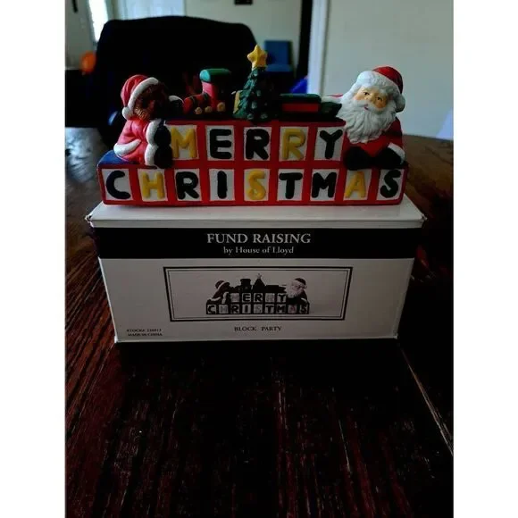 Vintage House of Lloyd Christmas Holiday Ceramic Santa Block Party Figurine