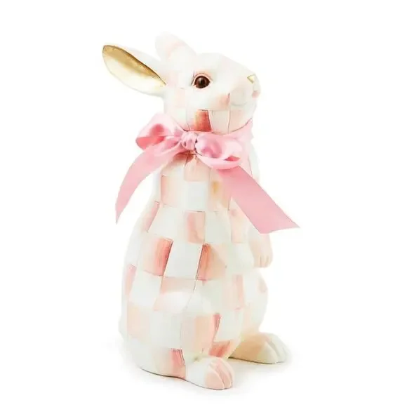 NEW Mackenzie-Childs Rosy Check Standing Easter Bunny 10