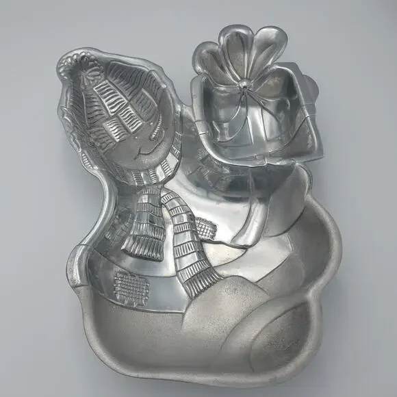 Lenox Yuletide Snowman Chip & Dip Metal Serveware Serving Tray‎ Platter