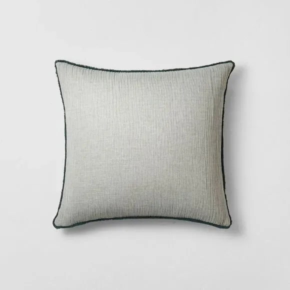 Euro 26''x26'' Textured Chambray Cotton Throw Pillow - Teal Blue