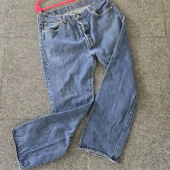 Levi's 501 Original Fit Jeans Mens 36x30 Blue Denim Button Fly Straight Leg