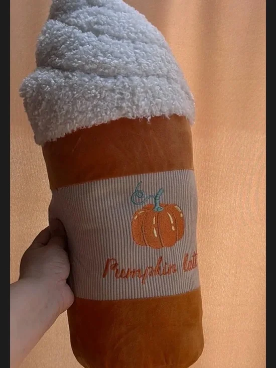 Pumpkin Latte Pillow – White & Orange