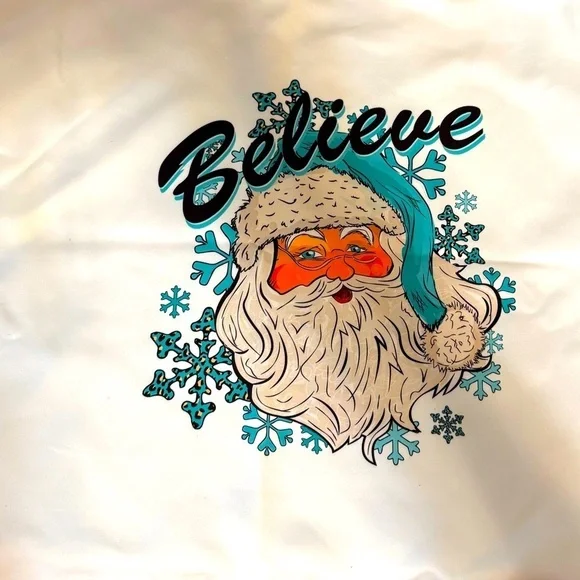 Hand pressed Santa and Coffee Holiday Pillow Cover 17”by 17” Brand New!