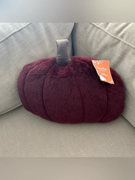 “New” Martha Stewart Plush Deep Wine Pumpkin Accent Pillow